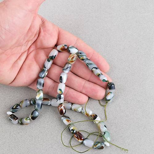 Arizona Katalin Kaps�l Kesim 8x12mm Tesbih (P�sk�ls�z) - Ye�il Beyaz