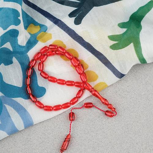 Ate� Kehribar Kaps�l Kesim Sistemli Bilek Boy 5x8mm Tesbih K�rm�z�