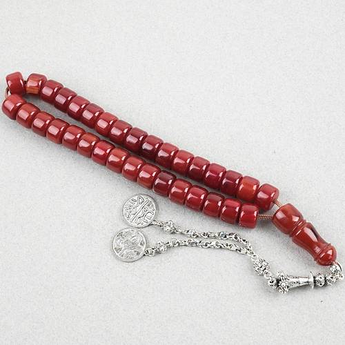 S�kma Kehribar Alpaka P�sk�l Tekerlek Kesim 13x9.5mm Tesbih