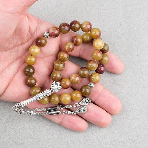 Akik Ta�� K�re Kesim Alpaka P�sk�ll� 10mm Tesbih