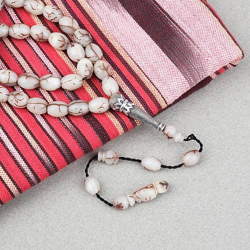 K�br�s Hurma �ekirde�i 925Ayar G�m�� �mame Beyzi Kesim 9x12mm Tesbih