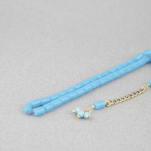 U�ak Cam� Kesme Kesim 7x10mm Tesbih P�sk�ll� A��k Mavi