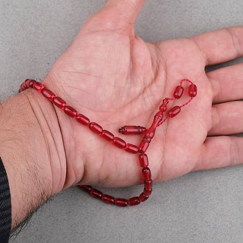 Ate� Kehribar Kaps�l Kesim Sistemli Bilek Boy 5x8mm Tesbih Bordo