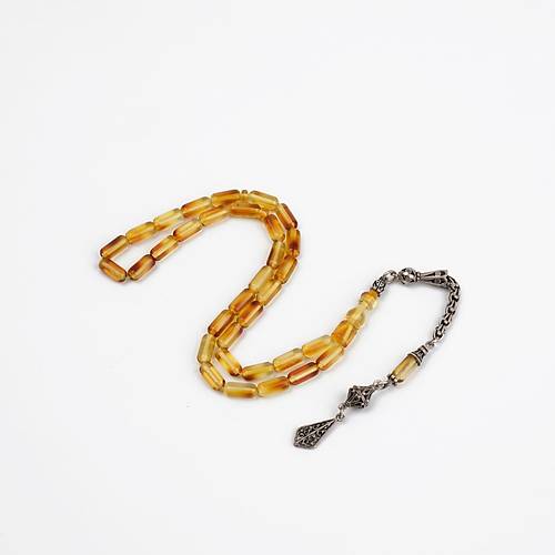 Su Damlas Doal Kaya Damla Kehribar 925Ayar Gm Pskl Kesme Kesim 4,5x10mm Tesbih