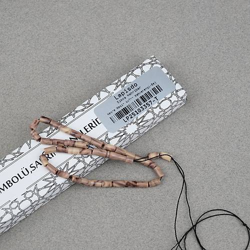 S�kma Kehribar Kesme Kesim 4x7mm Tesbih- Kahverengi-Bej