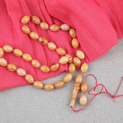 S�kma Kehribar Beyzi Kesim 7x11mm Tesbih P�sk�ls�z Sar�