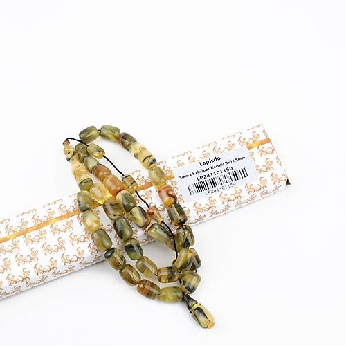S�kma Kehribar Sedefli Kaps�l Kesim 8x11.5mm Tesbih
