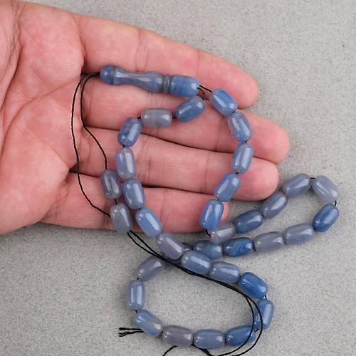 S�kma Kehribar Kaps�l Kesim 7x11mm Tesbih P�sk�ls�z G�k Mavisi