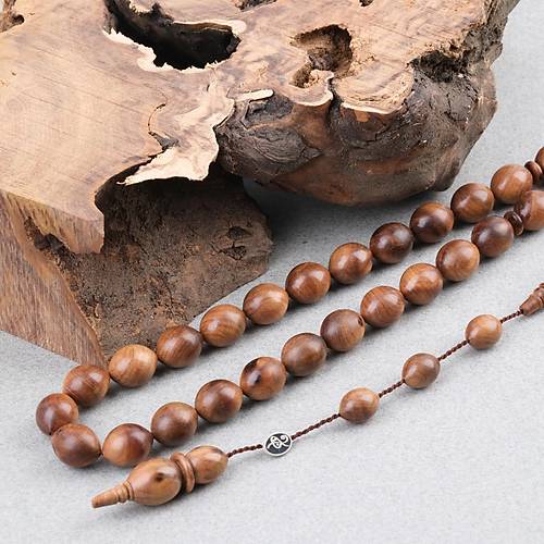 Thuya Burl A�ac� Do�al Kekik Kokulu Usta ��i �mzal� Beyzi Kesim 10x13mm Tesbih