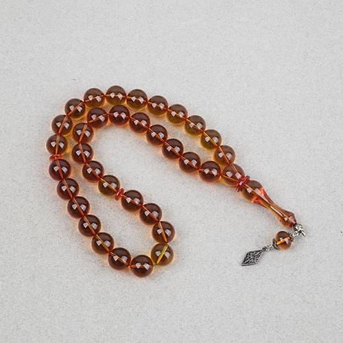 Ate� Kehribar Alman �ubuk K�re Kesim 12mm Tesbih