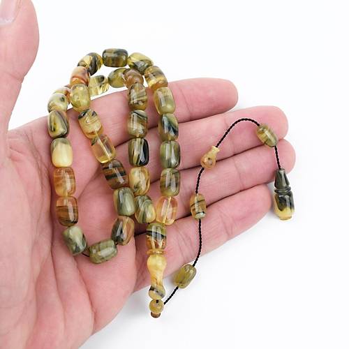 S�kma Kehribar Sedefli Kaps�l Kesim 8x11.5mm Tesbih