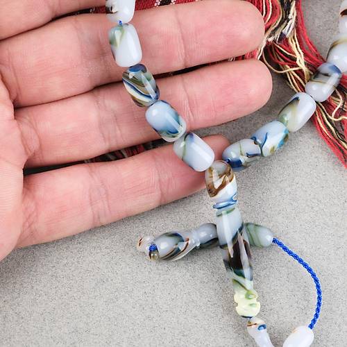 Arizona Katalin Sistemli Kaps�l Kesim 8x12mm Tesbih - Mavi Beyaz