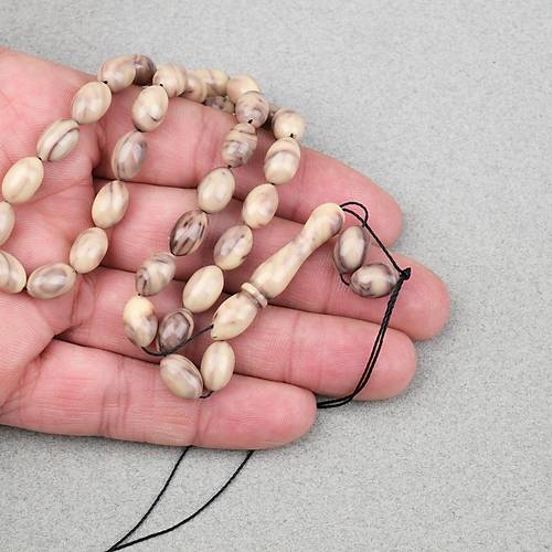S�kma Kehribar Beyzi Kesim 7x11mm Tesbih- Kahverengi