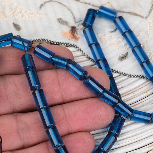 Ate� Kehribar Kesme Kesim 6x10mm- Petrol Mavisi P�sk�ls�z