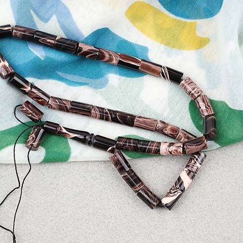 S�kma Kehribar Kesme Kesim 6x10mm Tesbih P�sk�ls�z Krem Kahverengi