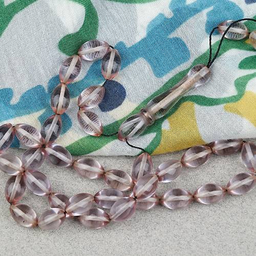 Ate� Kehribar Beyzi Kesim 7x11mm Tesbih- �effaf Gri