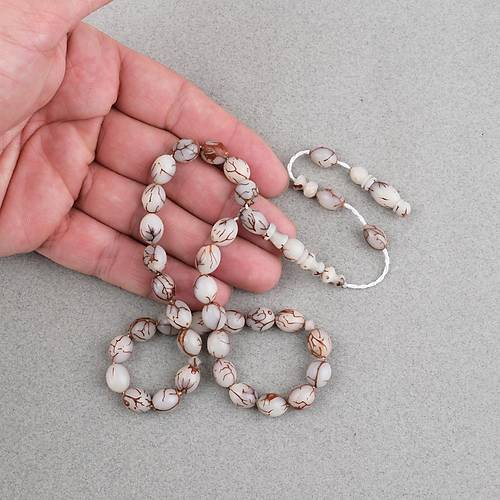 K�br�s Hurma �ekirde�i Beyzi Kesim �mer �ift�i �mzal� 8x10mm Tesbih