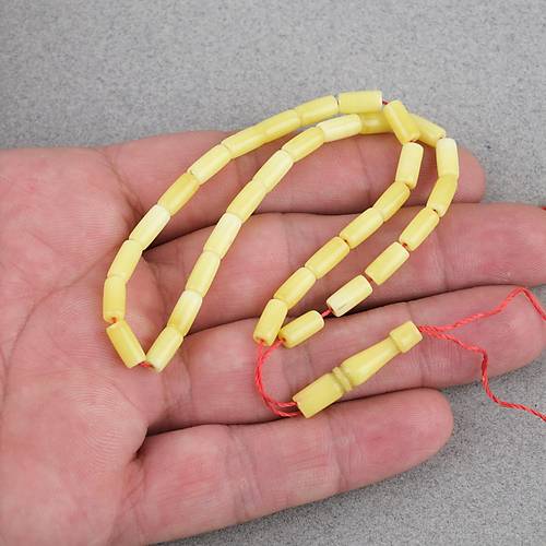 S�kma Kehribar Kesme Kesim 4x8mm Tesbih -Sar�