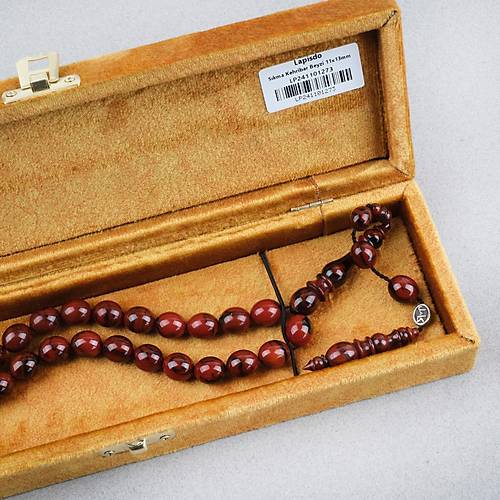 Skma Kehribar Usta i mzal Tombul Beyzi Kesim 11x13mm Tesbih