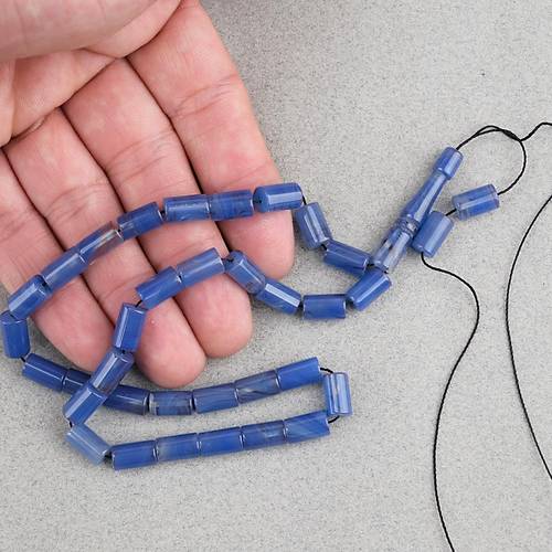 S�kma Kehribar Kesme Kesim 6x10mm Tesbih P�sk�ls�z Mavi