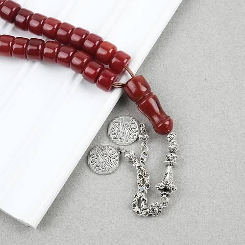 S�kma Kehribar Alpaka P�sk�l Tekerlek Kesim 13x9.5mm Tesbih