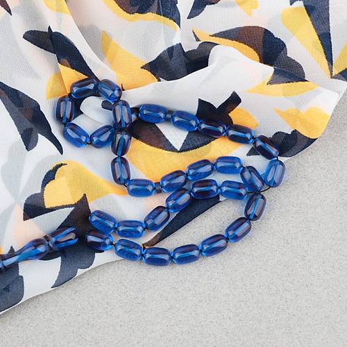 S�kma Kehribar Kaps�l Kesim 7x11mm Tesbih P�sk�ls�z Petrol Mavisi