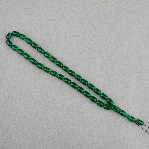 Ate� Kehribar Kaps�l Kesim 7x11mm Tesbih P�sk�ls�z Ye�il