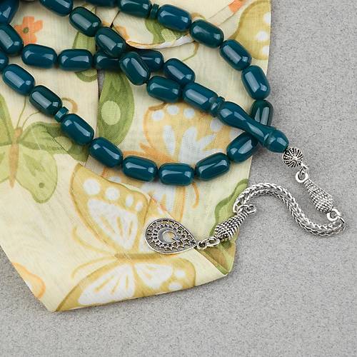 S�kma Kehribar Alpaka P�sk�ll� Kaps�l Kesim 7x11mm Tesbih- A��k Kahverengi