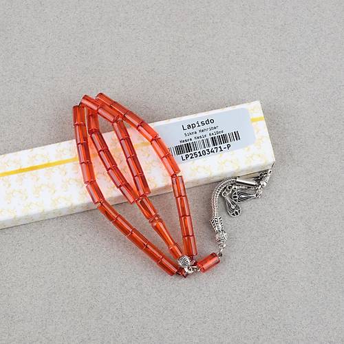 S�kma Kehribar Kesme Kesim Alpaka P�sk�ll� 6x10mm Tesbih