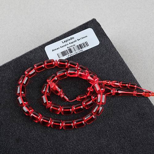 Alman Katalin Usta i Kapsl Kesim 8x10mm Tesbih -Krmz