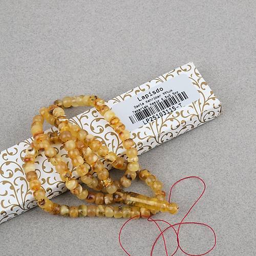 Damla Kehribar 99luk Tekerlek Kesim 6.5x5.5mm Namez Tesbihi