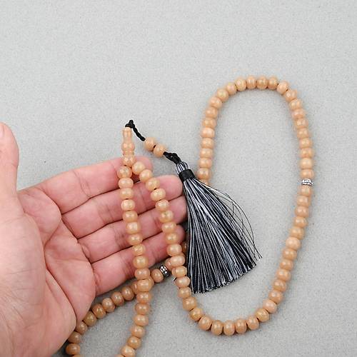 Kehribar 99luk Tekerlek Kesim 9x6.5mm Namaz Tesbihi