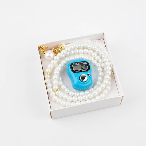 Hediyelik Zikirmatik Ve nci Tesbih 99 Lu Set - Turkuaz Renk