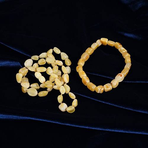 Rus Damla Kehribar Kolye(12.2�gr/55.5�cm) ve �Bileklik Seti (5.2�gr)