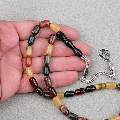 S�kma Kehribar Alpaka P�sk�ll� Kaps�l Kesim 7x11mm Tesbih- Bonibon