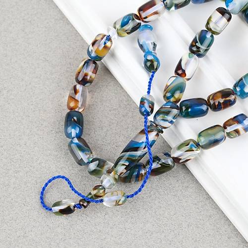 Arizona Katalin Sistemli Kaps�l Kesim 8x12mm Tesbih - Mavi Siyah