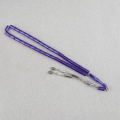 S�kma Kehribar Kesme Kesim Alpaka P�sk�ll� 6x10mm Tesbih