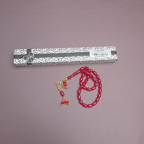 S�kma Kehribar Kaps�l Kesim P�sk�ll� 7x11mm Tesbih K�rm�z�