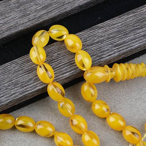 S�kma Kehribar �ubuk  Usta ��i �mzal� Yumurta Kesim 10x13mm Tesbih