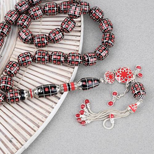 Erzurum Oltu 925Aayar Gm Pskl ,leme,Nak ve mame Kapsl Kesim 13x15mm Tesbih