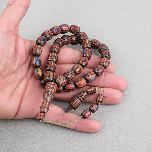 Kafur A�ac� Kaps�l Kesim 11x12mm Tesbih - Kahve Mavi