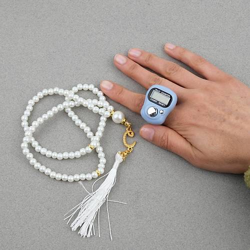 Zikirmatik Elektronik Tesbih ve 99luk Namaz Tesbih Seti -Gk Mavi