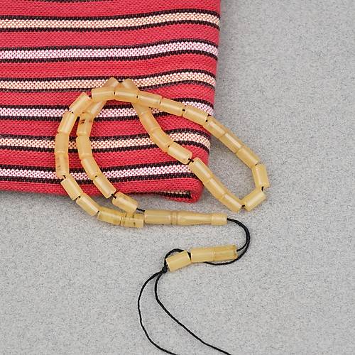 S�kma Kehribar Kesme Kesim 4x7mm Tesbih- A��k Sar�