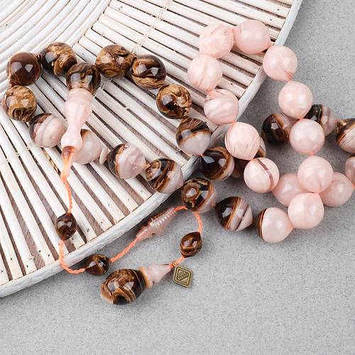 S�kma Kehribar Usta ��i �mzal� �algami Kesim 13x15mm Tesbih