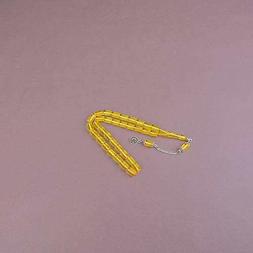 U�ak Cam� Kesme Kesim 7x10mm Alpaka P�sk�ll� Tesbih �effaf Sar�