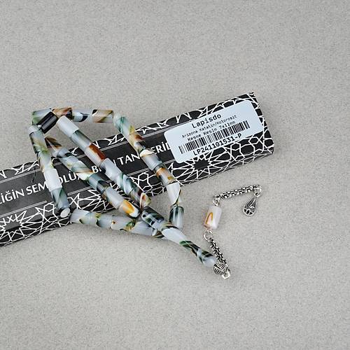 Arizona Katalin Alpaka P�sk�l Kesme Kesim 7x11mm Tesbih- Ye�il Beyaz