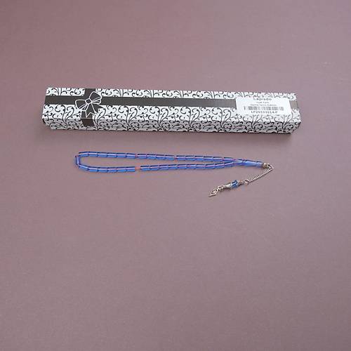U�ak Cam� Kesme Kesim Alpaka P�sk�ll� 4x8mm Tesbih - �effaf Mavi