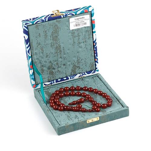 Skma Kehribar Orijinal Usta i mzal Beyzi Kesim 11.5x14mm Tesbih