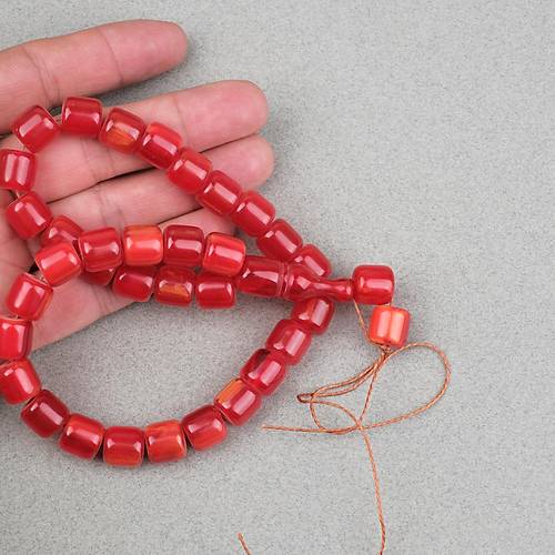 Katalin �ubuk Kaps�l Kesim 10.5x11mm Tesbih - K�rm�z� P�sk�ls�z