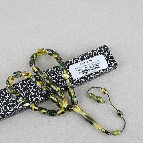 Arizona Katalin Sistemli Kaps�l Kesim 8x12mm Tesbih - Ye�il Siyah